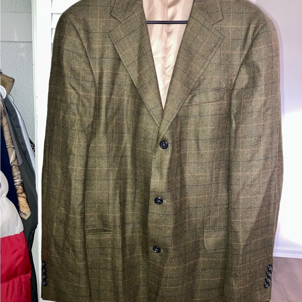 T Harris London Light Brown and Plaid Blazer 40-42 R